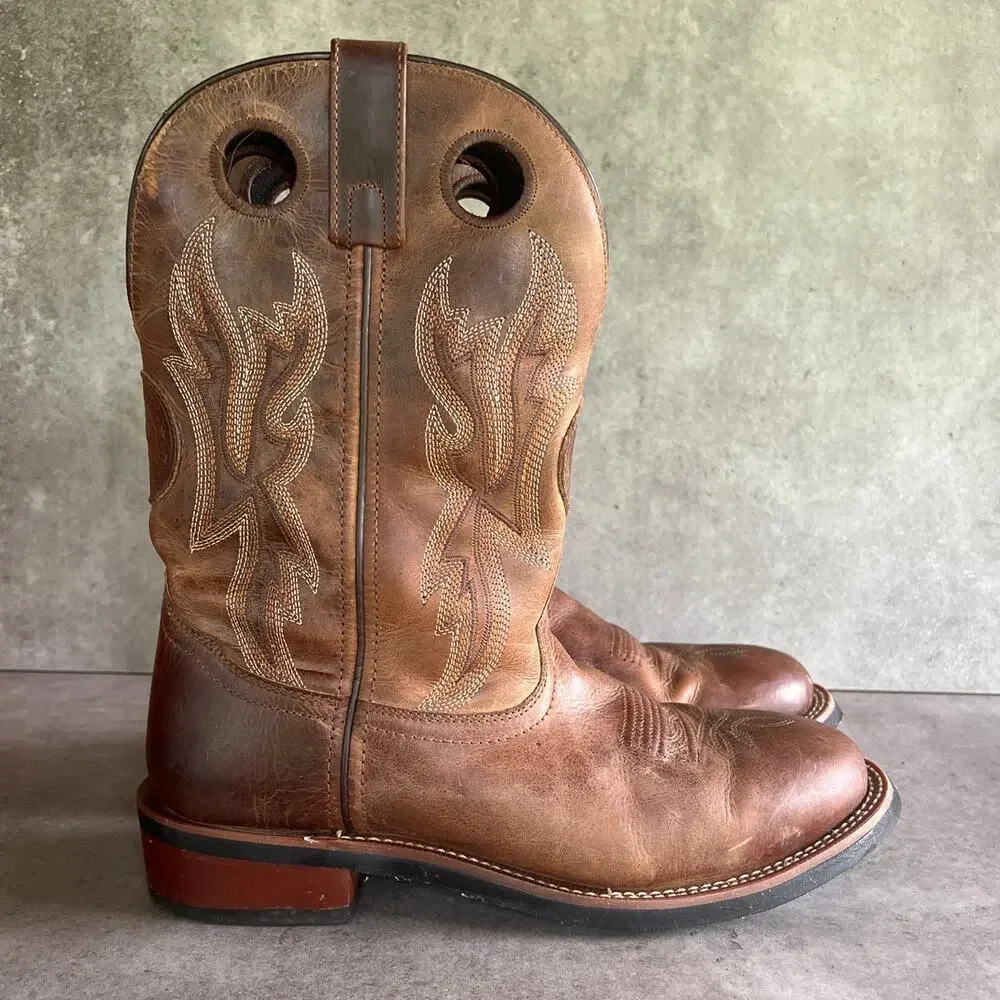 Laredo Mens Dawson Leather cowboy Boots round toe brown western extra wide width